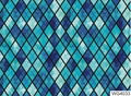 Blue and teal argyle pattern water transfer nail art stickers with geometric design WG4033 - WG4033
