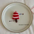 Handcrafted red and white crochet Christmas tree ornament, 7.5x5cm decorative piece - 1 Piece / Candy Tree - Red