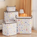Four-piece set of foldable non-woven storage bags with colorful bear patterns and handles - Zipper Marine Bear