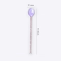 Purple heart-shaped glass spoon with pink glitter handle, 144mm length and 21mm width - Purple Glitter Diamond Style