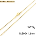 Golden titanium steel snake chain necklace 1.2mm x 600mm with lobster clasp closure - Gold 600x1.2mm(KN203662-Z)