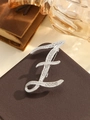 Elegant silver alloy brooch featuring letter Z shape with sparkling white rhinestones - Silver Letter Z
