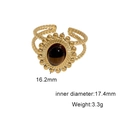 Detailansicht des goldenen Edelstahlrings mit Tigerauge-Stein und Größenangaben - Ovales Tigerauge-Retro-Design (JR1081-GA)