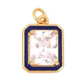 Rectangle geometric pendant with deep blue enamel and emerald-cut clear crystal - Rectangle-Dark Blue