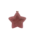 Detailed close-up of a pink star-shaped rhinestone evening clutch with gold metal clasp - Pink