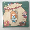 Cute acrylic girl keychain with blue dress and flower bouquet on Christmas card - Blue Skirt Girl (Acrylic Piece Only)