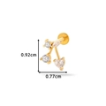 Gold labret stud with heart and round cubic zirconia, size 0.92cm x 0.77cm - Cherry Style (0167-8#) / Gold