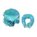 Cuffia da notte in raso sfumato verde acqua e set di elastici per capelli abbinati - Verde Chiaro Blu (Bigodino + Cuffia + Sacchetto OPP)