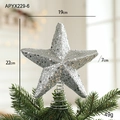 Silver glitter Christmas tree topper star with metallic spring base 19x22cm decoration - Tree Top Star Large