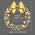 Golden Christmas wreath wall sticker with festive balls and snowflake patterns, 45x48.3cm - YTH003-Golden Christmas Wreath / 45*48.3CM