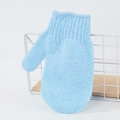 Exfoliating bath glove in blue color with frosted texture for deep skin cleaning - Mitten Style / Blue