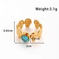 Anello con teschio dorato con intarsio in pietra turchese e fascia aperta regolabile - Stile Teschio (TR012-Blu)