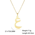 Polished gold Arabic letter pendant necklace in stainless steel with 45+5cm O-chain - Arabic Letter 19