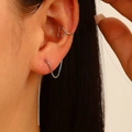 Silver heart ear cuff with long chain tassel design for a minimalist stylish look - Silver Heart Tassel Ear Line Ear Cuff (1782)