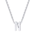 Polished silver stainless steel necklace featuring a minimalist capital letter N pendant - Letter N / Silver