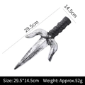 Halloween silver martial arts sai toy with black handle, 29.5cm length, prop weapon - Ninja Sai