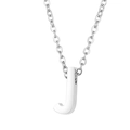 Minimalist silver stainless steel choker featuring a polished letter J initial pendant - Letter J Style (KN233974-Z)
