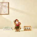 Figurine de Père Noël debout avec manteau en fourrure brune et sac de cadeaux de Noël - 30cm
