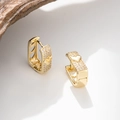 Minimalistische goldene U-Creolen mit Zirkonia-Pavé und erhabenem Herzdetail - Weißer Zirkon