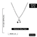Chunky silver chain necklace featuring a single pearl and a black enamel cherry charm - Cherry Pendant Necklace (HN1724)