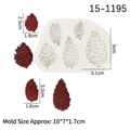 White pine cone silicone mold with four red finished pieces showing various sizes - 1# Gray