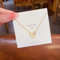 Titanium steel necklace with gold chain and heart-shaped mother-of-pearl pendant - X374 Gold Shell Heart