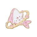 Cute pink shark enamel pin with golden planetary ring and stars aesthetic badge - Pink Shark Planet Style (XZ9562)