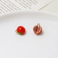 Mini red pomegranate fruit charms with golden seeds and leaves for DIY jewelry making - 03#Pomegranate (10*12mm)