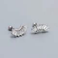 Orecchini S925 a ventaglio argento con zirconi a baguette e tondi ultra brillanti - Argento 925 / Oro Bianco