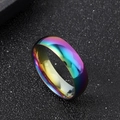 Polished rainbow titanium steel ring with neon gradient finish for men and women - US 6 / 6mm / Colorful