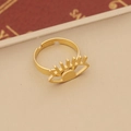 Macro shot of gold-plated evil eye adjustable open ring with eyelash detail - 4# Open Eye Shape Ring / Gold