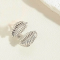 Silver leaf earrings with zircon inlay and 14K gold plating for a modern trend - White Gold Plated Leaf (ES2442) / Silver