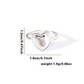 Silver heart titanium steel adjustable ring with beaded edge and 1.8cm width specs - TYR0527 / Silver Heart Beaded Edge