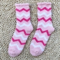 Pink coral fleece floor socks with soft wave patterns and thick thermal plush material - One Size / Pink Wave