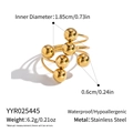 Detailed view of 0.6cm golden stainless steel beads arranged on an open ring - Six Bead Spiral Style (YYR025445)
