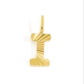 Detailed macro view of a gold letter I pendant with elegant sunburst texture detail - Letter I - Gold