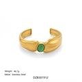 Bracciale rigido in acciaio inossidabile placcato oro 18k con gemma occhio di gatto - Stile Pietra Preziosa Verde (DZB301912) / Verde