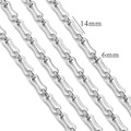 Silver stainless steel hip hop chain link measuring 14mm long and 6mm wide - Z2225S Silver Rectangle 14mmx6mm