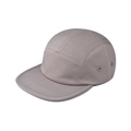 Dettaglio cappello camper grigio a cinque pannelli con cuciture e occhielli in metallo - Regolabile / Grigio