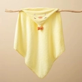 Soft yellow coral fleece hooded baby towel with cute duck embroidery and bow detail - 80*80cm / S-Pattern Thickened Yellow Chick