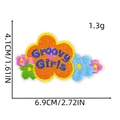 Detail of colorful Groovy Girls flower embroidery patch with size 6.9cm x 4.1cm - Style 5 (Groovy Girls)