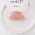 Pink marble texture acetate claw clip in semi-circle hollow design for hair - Pink