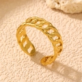 Adjustable golden Cuban chain link open ring with a vintage minimalist design for women - Cuban Hollow Chain (RS0023xilian)