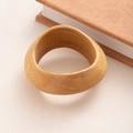 Detailed view of the wide natural wood grain texture on the square vintage bangle - L413 Light Coffee 3D Wood Grain