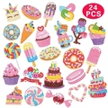 Set of 24 DIY 5D diamond painting stickers featuring colorful unicorn and dessert designs - 24Pcs Dessert Series 1