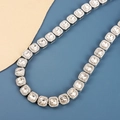 Silver iced-out tennis necklace with square transparent crystals in halo setting - 20inch(50cm) / Silver