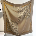 Carré en soie avec motifs paisley dorés et pied-de-poule style classique chic - 24211-champagne / 110*110CM