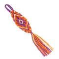 Portachiavi boho intrecciato con motivo a occhio e nappine viola stile etnico - Viola/Arancione/Beige