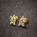 Minimalist golden French Bulldog hollow stud earrings for women with a sleek metallic finish - French Bulldog Shape (685) / Gold