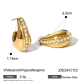 Pendientes de aro dorados de acero inoxidable con circonitas cúbicas blancas - Incrustaciones de Circonita (JDE2403103) / Dorado